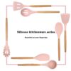 Kit de utensílios de cozinha de madeira, conjunto de silicone para culinária, não derrete - Image 2