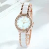 Luxo Cristal Diamante Relógios Femininos Moda Impermeável Quartzo Relógio Casual Feminino, Relógio Feminino Cinta Cerâmica Relogio Feminino
