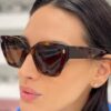 Óculos de sol poligonais para mulheres, armação grande, estilo vintage e elegante, placa fashion, UV400